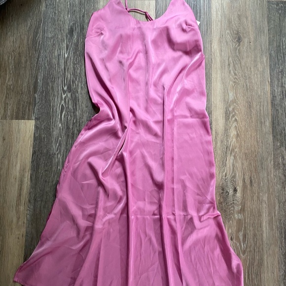 Auden Silky Pink Spaghetti Strap Slip Midi Dress Nightgown Size XS NWT - Picture 2 of 7